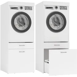 Badezimmerschrank für Waschmaschine oder Trockner POLA 2S WEISS 2 Schubladen Regal
