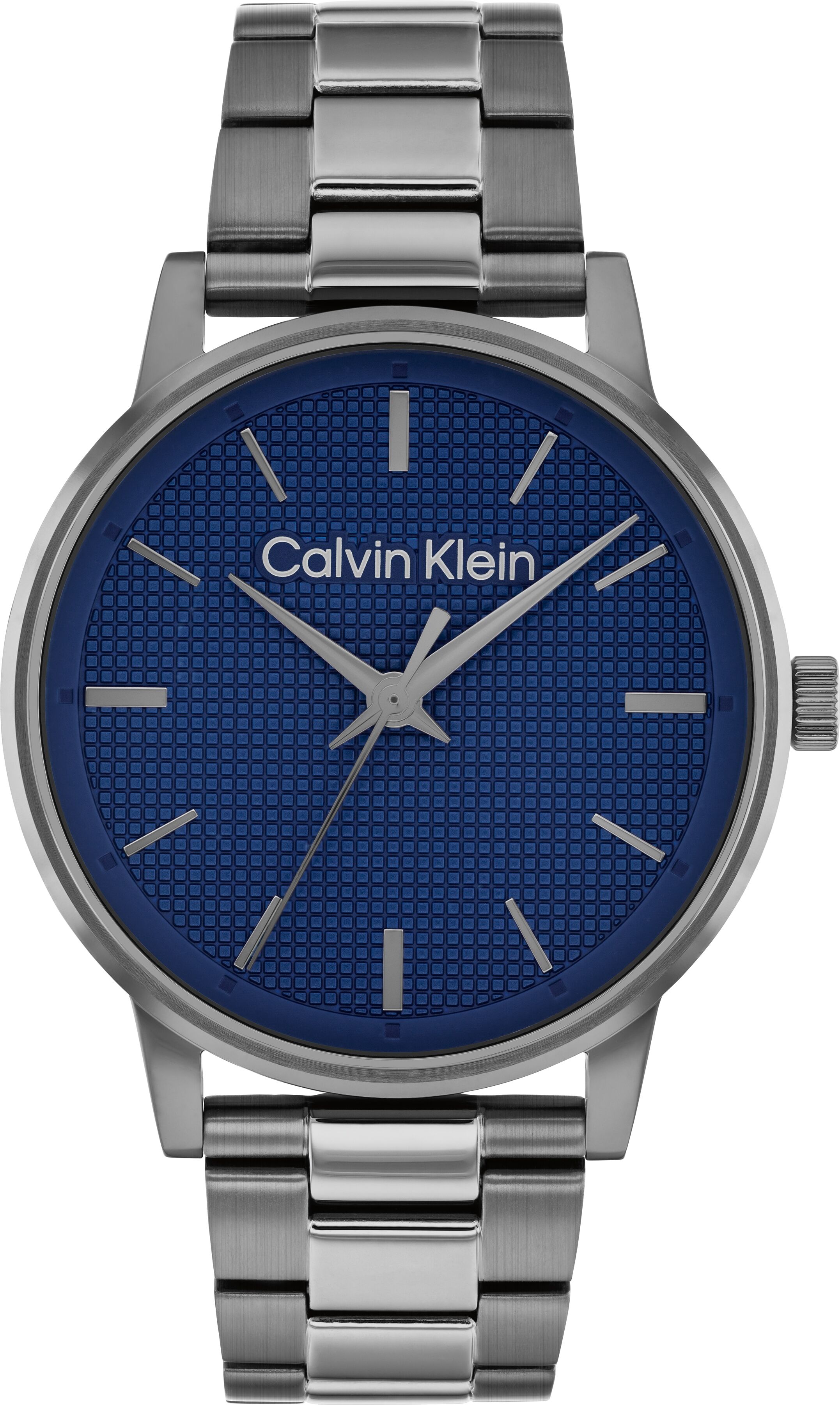 Quarzuhr CALVIN KLEIN "CK Linked", blau (grau, dunkelblau, blau), Armbanduhren, Damen, grau, Quarzuhr, Armbanduhr, Damenuhr, Edelstahlarmband, analog
