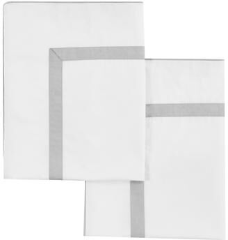 Melange Home Cotton Percale Hotel Border Piping Grey Duvet Cover Set