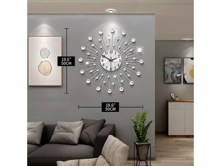 Gypsophila diamant mode horloge murale en fer forgé horloge Style européen décoration créative horloge Vintage métal Art horloge murale
