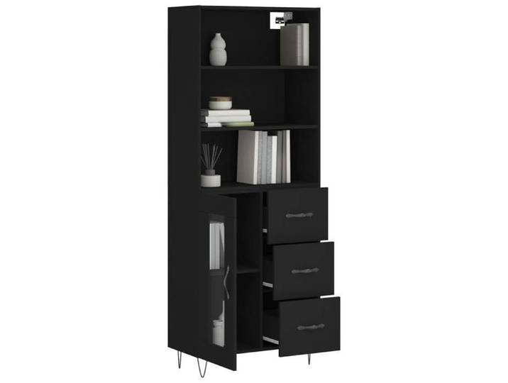 (5561)Meuble rangement - Buffet haut - contemporain - Noir 69 5x34x180 cm Bois d'ingénierie poid:47.17 kg