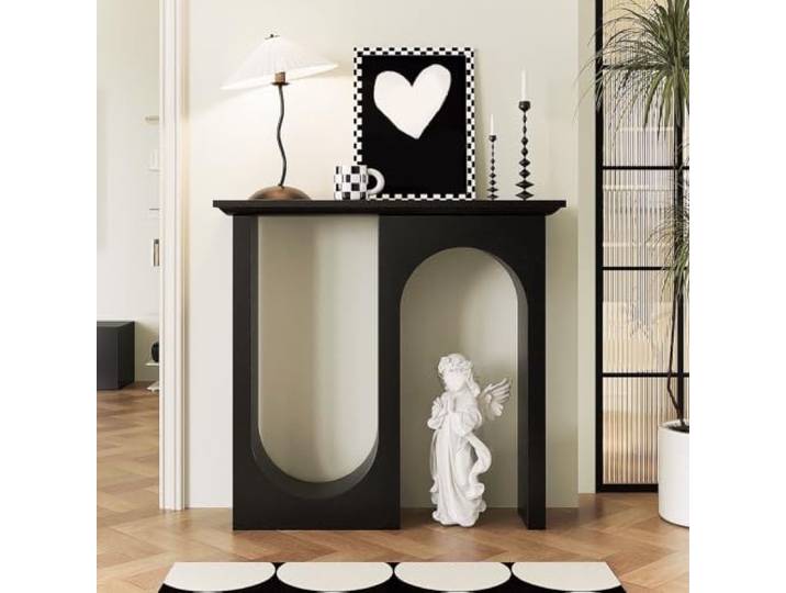 Konsolentisch, Eingangstisch mit Doppelbogen-Design und modernem Stil Klare Linien mit Stauraumfunktion für Flur und Wohnzimmer(A,43.3*12.6*41in)