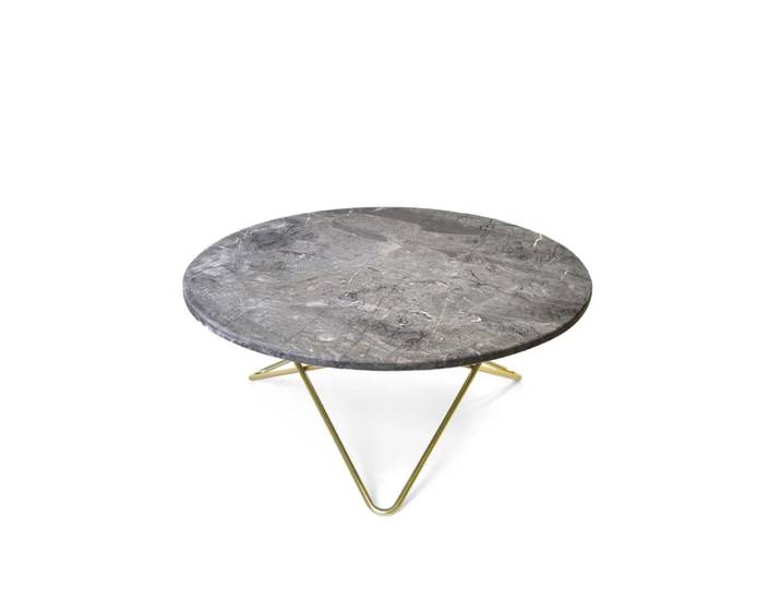 OX Denmarq Table basse O Marbre gris, support en laiton