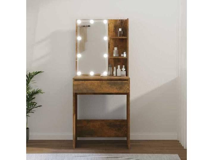 Automne/hiver  Brun Coiffeuse avec LED Chêne fumé 60x40x140cm - Hauteur:140cm DEC4769614