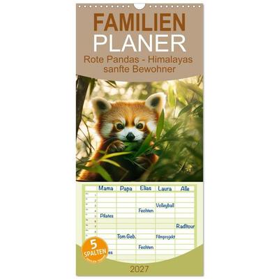 Familienplaner 2027 - Rote Pandas - Himalayas sanfte Bewohner mit 5 Spalten (Wandkalender, 21 x 45 cm) CALVENDO