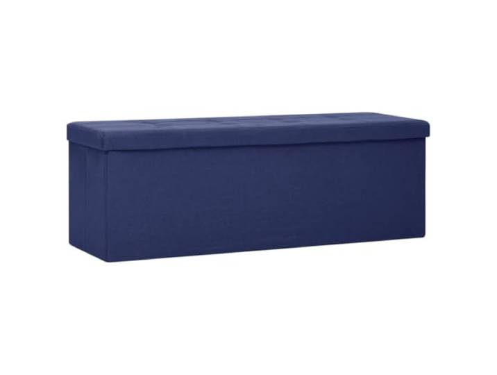 Sitzbank mit Stauraum, faltbar, Leinenimitat, Blau, 02_0010742