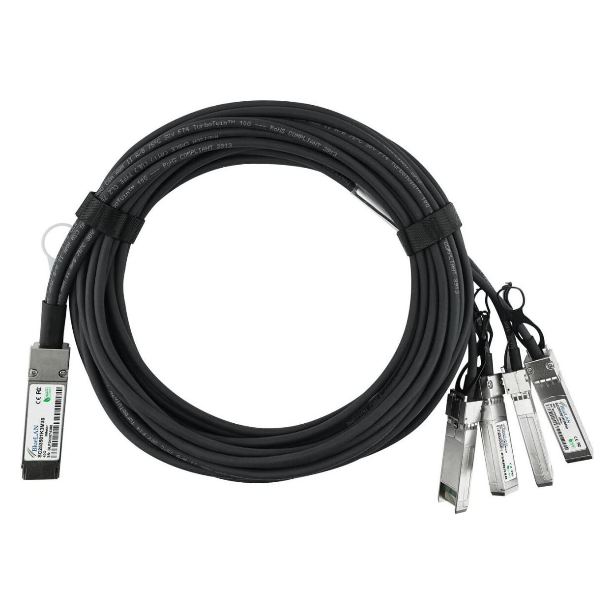 BlueOptics Ruckus 40G-QSFP-4SFP-C-0301 kompatibles BlueLAN QSFP DAC SC253501K3M30 (40G-QSFP-4SFP-C-0301-RU-BL)