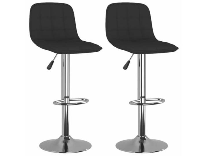 POUFGDR Barhocker, 2-teilig, schwarz, Stoff, höhenverstellbar Basis aus verchromtem Stahl, integrierte Fußstütze, 360 ° drehbar, Gasheben, bequemer Sitz