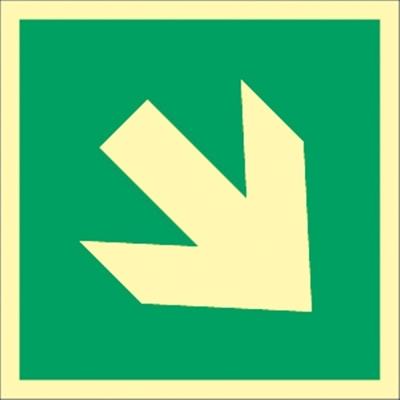 Schild Richtungsangabe schräg, ISO 3864, Kunststoff, nachleucht., 160-mcd, 200x200 mm