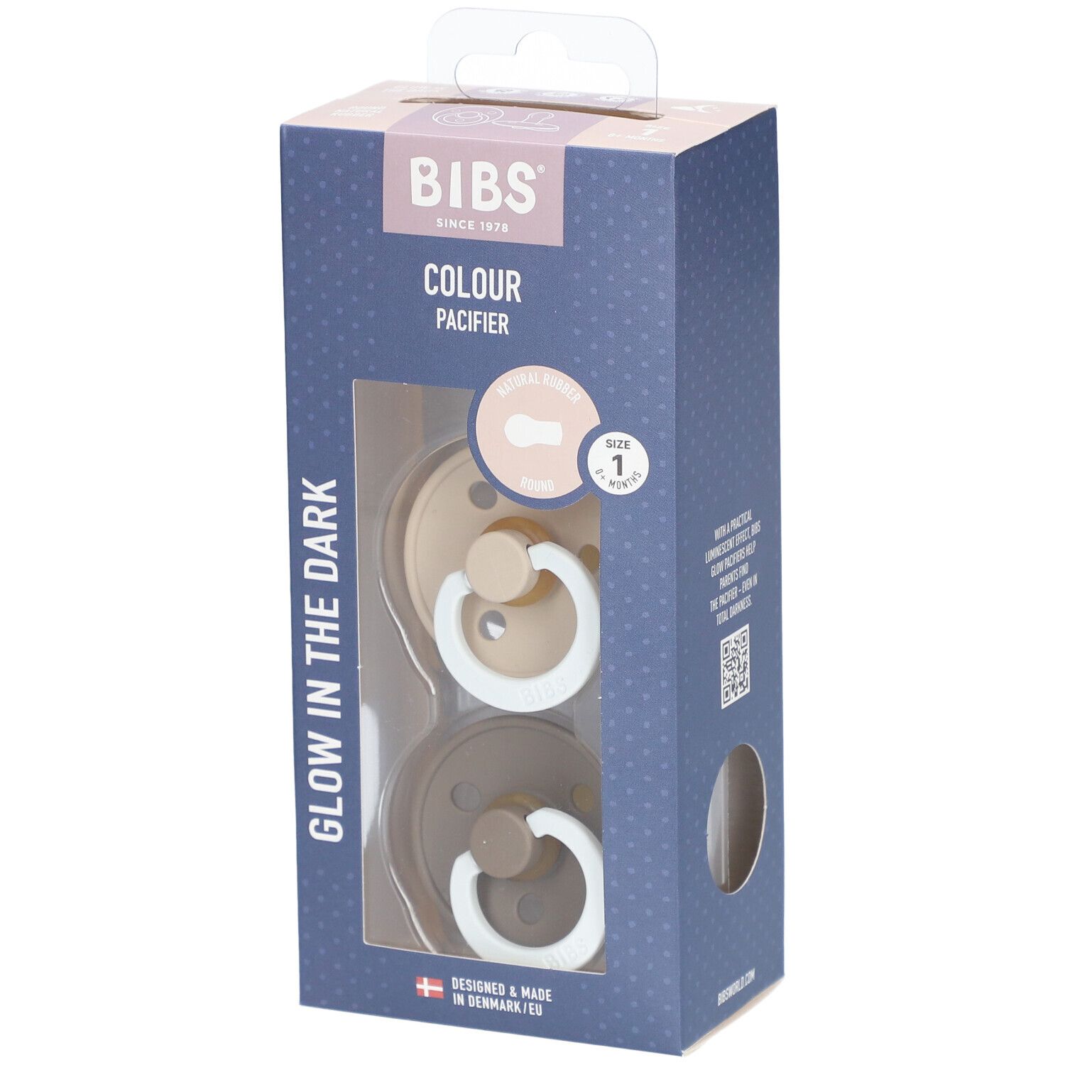 Bibs Fopspeen Latex Glow in the Dark Vanilla - Oak 0-6 Maanden 2 St Schnuller