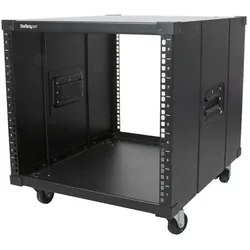 StarTech Mobiles Server Rack mit Griffen - rollbarer Serverschrank / Netzwerschrank - 9HE (9 HE, 19 Zoll Rack), Serverschrank, Schwarz