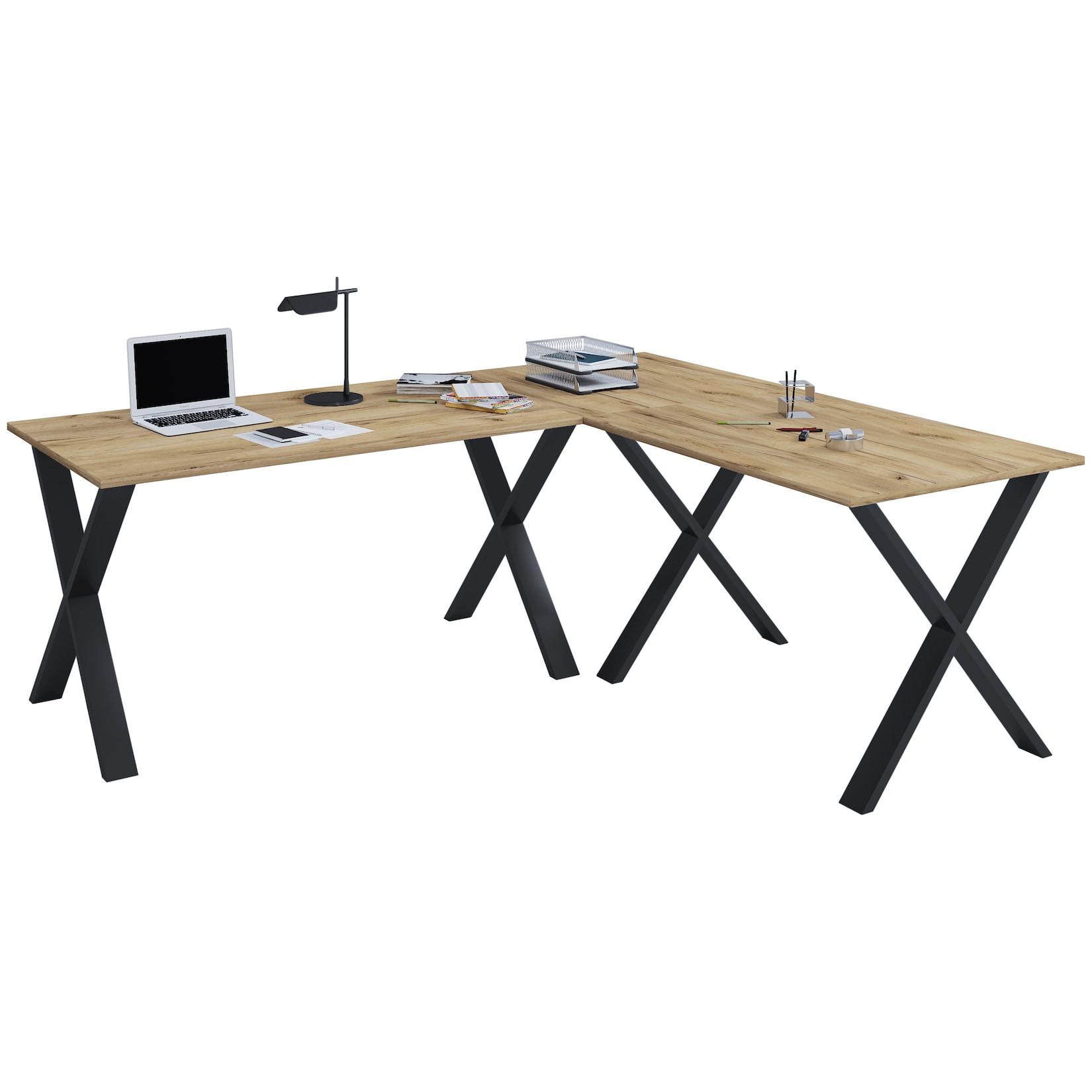 VCM VCM Holz Schreibtisch Eckschreibtisch schlicht 190x160 L Form links oder rechts Arbeitstisch Platte 80 cm tief Computertisch Büromöbel - Lona X