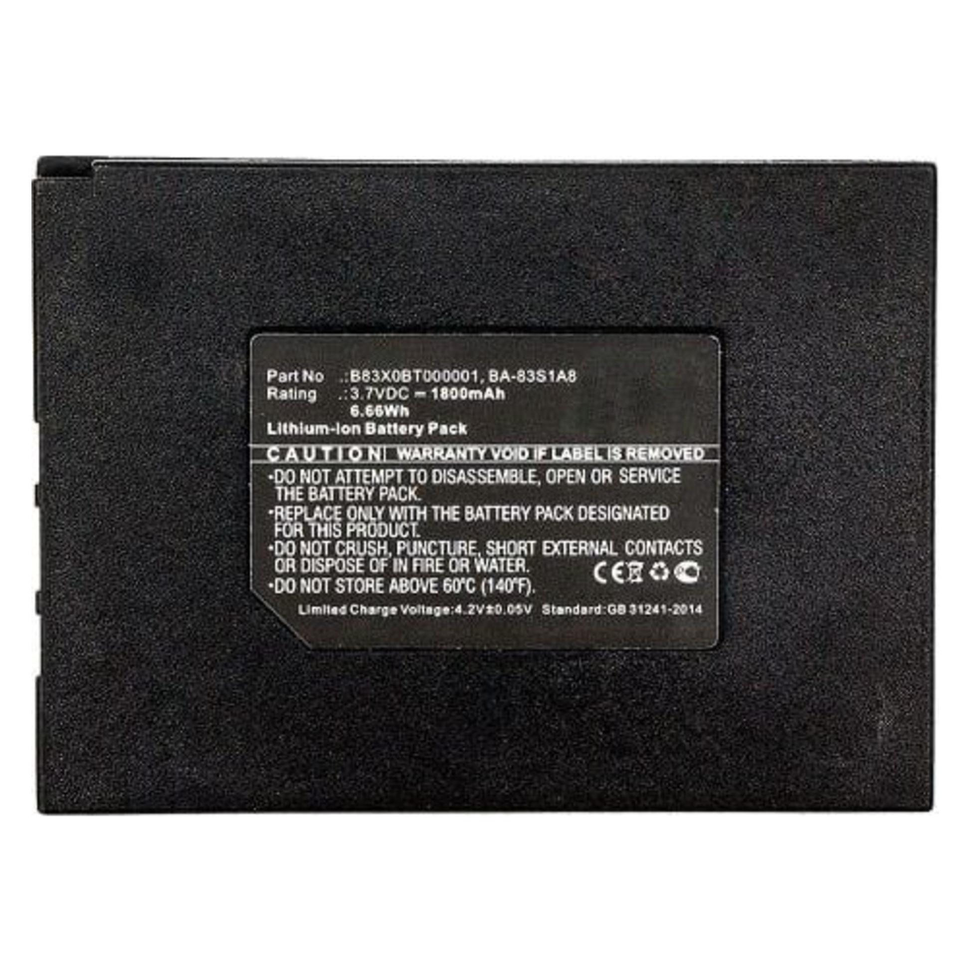 Cipherlab 8300, battery, 3.7V, 1800mAh (KB1A371800L86)