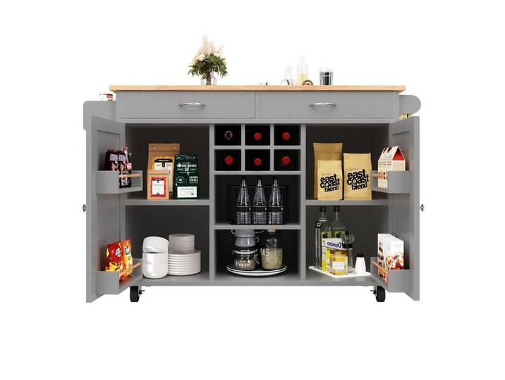 LuxusKollektion Kücheninsel Kücheninsel Speisewagen Esstisch Speicherraum Grau 102x45x92cm