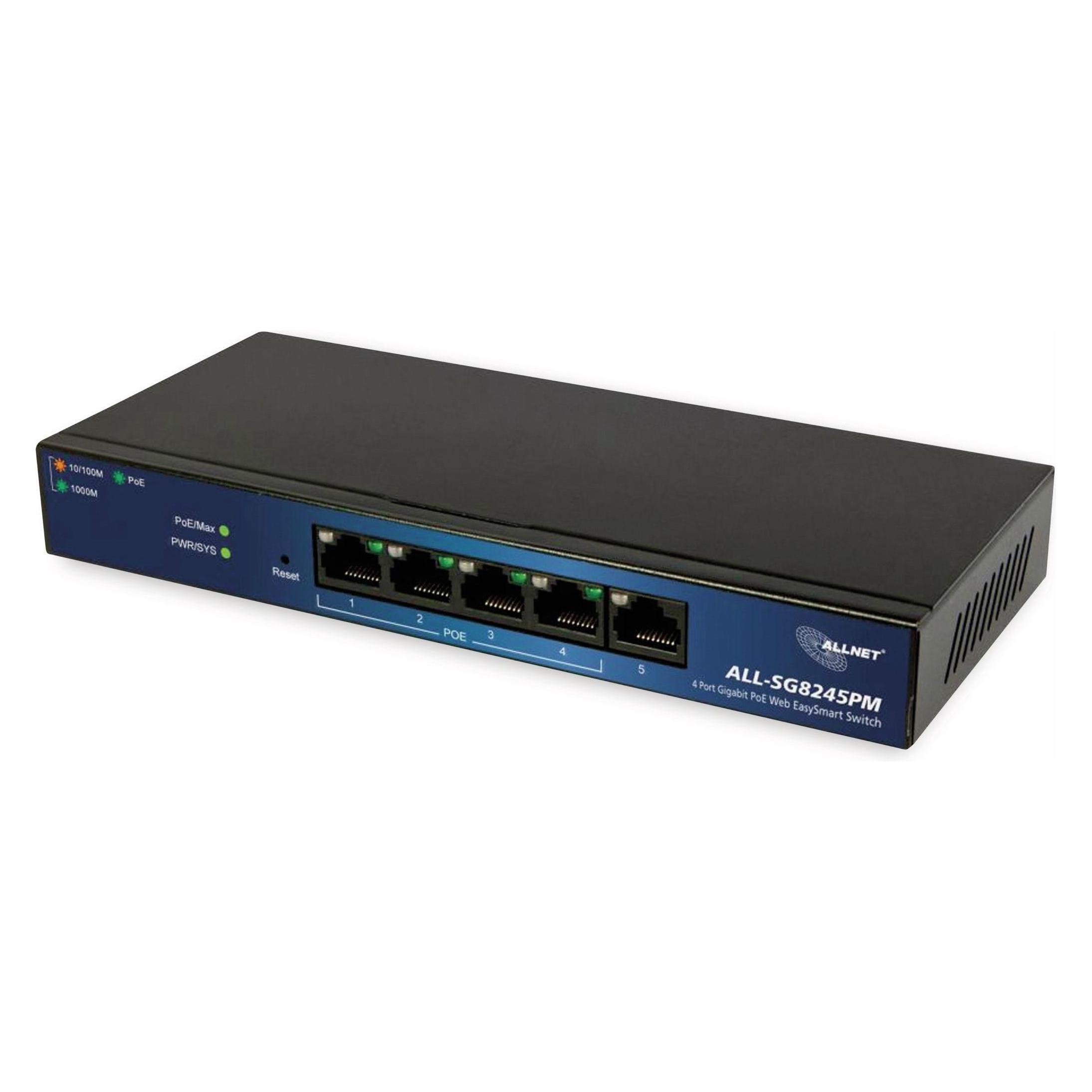 Allnet gemanaged L2 Gigabit Ethernet Energie Über Ethernet Unterstützung NetzwerkSwitch (5 Ports) (ALL-SG8245PM)