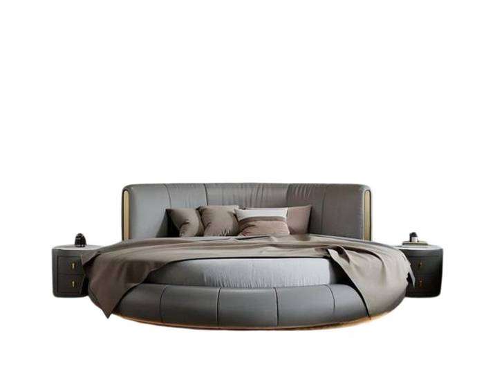 JVmoebel Rundbett Graues Rundbett von JVMoebel mit modernem Design und Holzrahmen (1-tlg., Bett ohne Matratze), Made in Europa