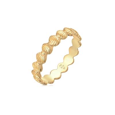 Silberring ELLI "Ring Bandring Muscheln Maritim Beach Look 925 Silber" Gr. 66, gold, Fingerringe, Damen, 66, Silber 925 (Sterlingsilber), Silberring