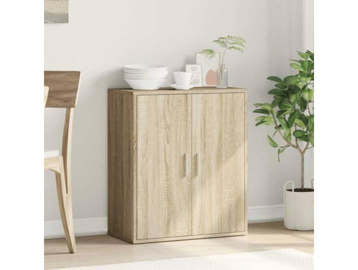 KTHLBRH Sideboard Eiche Sonoma 79 x 38 x 80 cm aus mehrschichtigem Holz Robust und stabil, großer Stauraum, leicht zu reinigen, Kapazität 70 kg