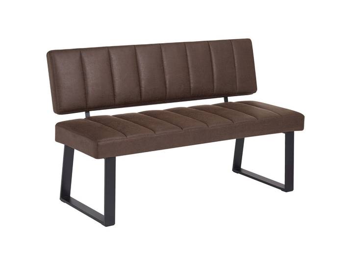 Landscape Sitzbank, Braun, Schwarz, Metall, 3-Sitzer, 140x86x60 cm, mit Rückenlehne, Esszimmer, Bänke, Sitzbänke