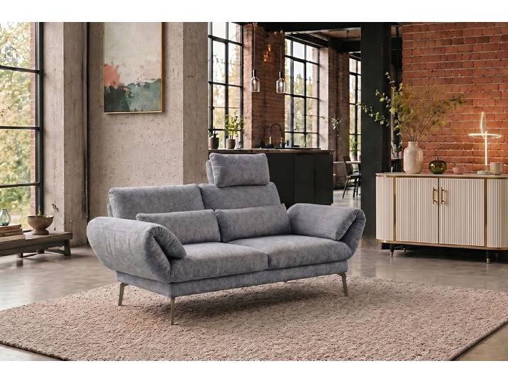 KAWOLA Sofa HOLLY Stoff – Modernes Funktionssofa mit Relaxfunktion, Drehbare Sitze, verstellbare Rückenlehnen, klappbare Armlehnen
