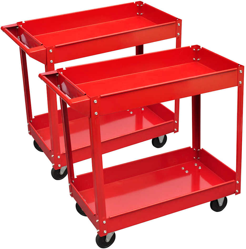 vidaXL Chariots à outils pour atelier 2 pcs 100 kg 2 étagères