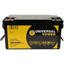Universal Power UPC12-80 12V 80Ah AGM Solarbatterie Wohnmobilbatterie