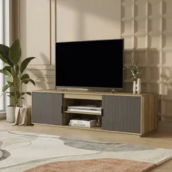 Fernsehschrank Trömi 150x40x43 cm Eicheoptik/Grau [en.casa]