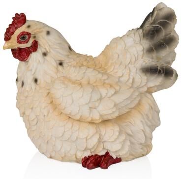 Alpine Resin Resting White Hen Statuary