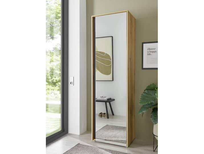 Home affaire GiRON/CiTY, moderner Garderobenschrank, Kleiderschrank mit Stauraum Spiegeltür, Teleskopauszug, Tür beidseitig montierbar, 60 cm breit