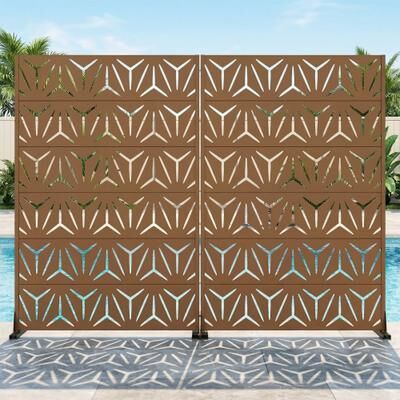 Lirago 2Pcs Outdoor Freestanding Metal Privacy Screen Decorative Partition Panel for Patio Garden Balcony