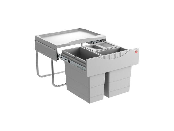 HKT Einbauabfallsammler, Silberfarben, Kunststoff, 12 + 2 x 8 l, 43.4x34.7x33 cm, Haushalt & Reinigung, Reinigung, Mülleimer & Abfallsammler