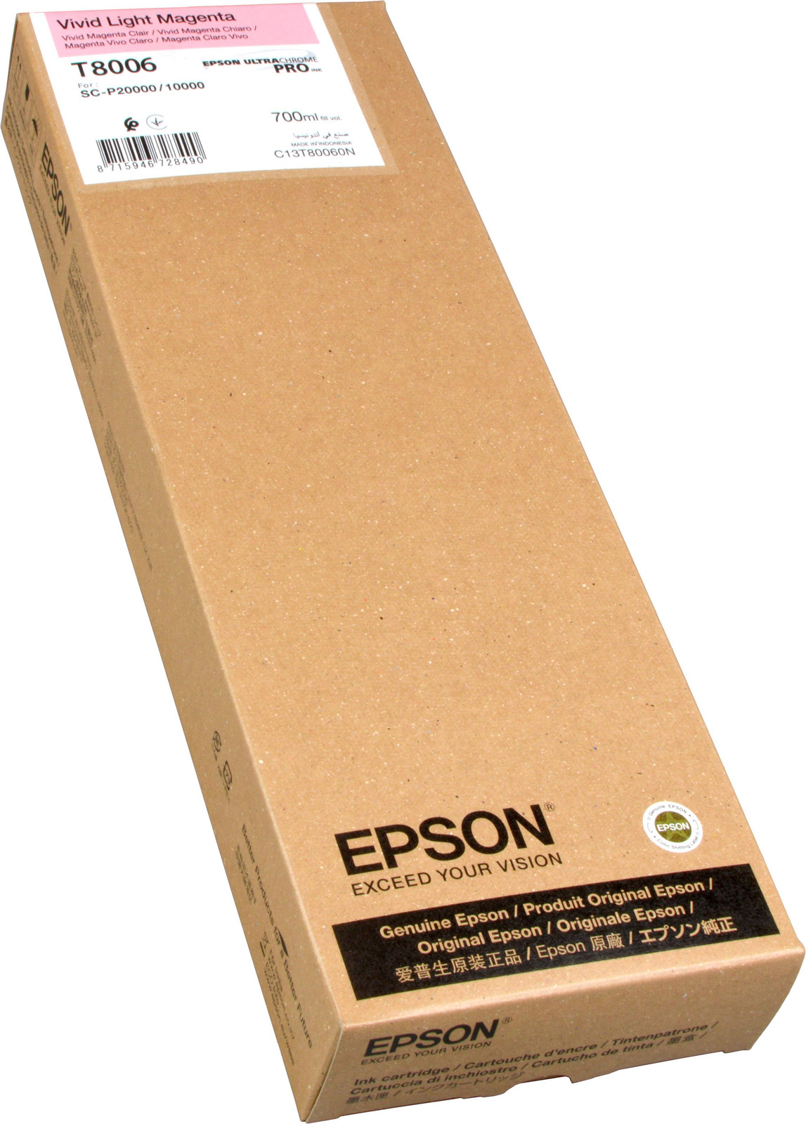 Epson Singlepack Vivid Light Magenta T800600 UltraChrome PRO Pigmentinkt, 700 ml