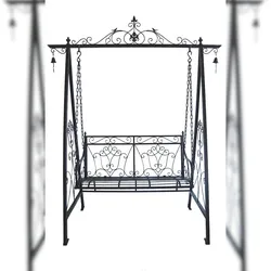 DELUKE Gartenschaukel RICO - 178cm Breit, Stahl, Schwarz, Rost-Optik, mit Kettenaufhängung | Metallschaukel Garten Gartenbank hängend