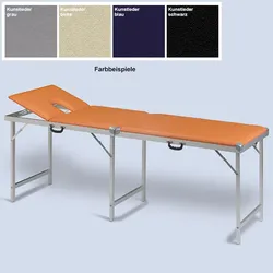 Koffermassagebank mit Kopfteil und Gesichtsausschnitt blau