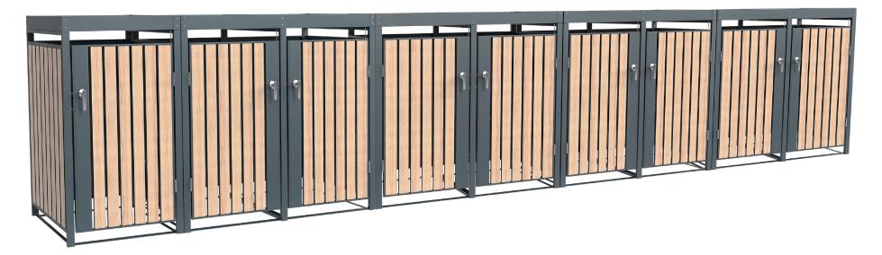 Westmann Metall Mülltonnenbox Planta 9x240 L Mülltonnenbox mit Pflanzdach 84x596x124 cm
