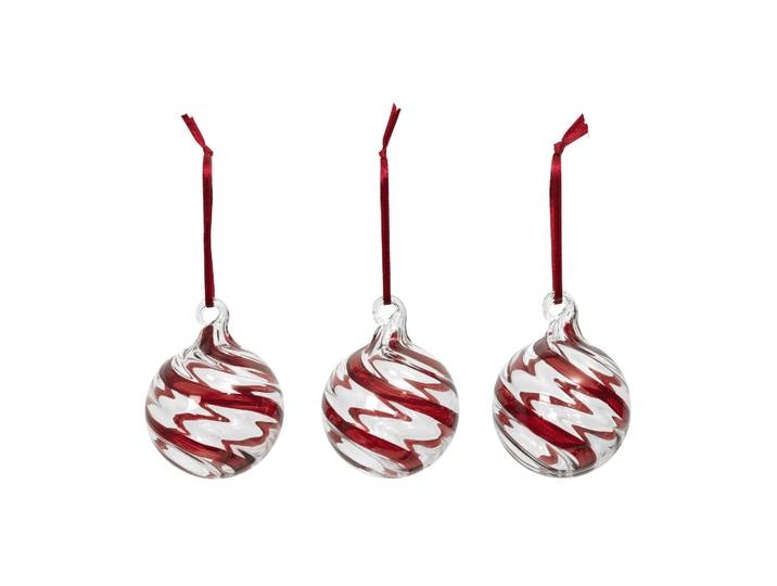Broste Copenhagen Boule de Noël Swirl Deep Red-Transparent