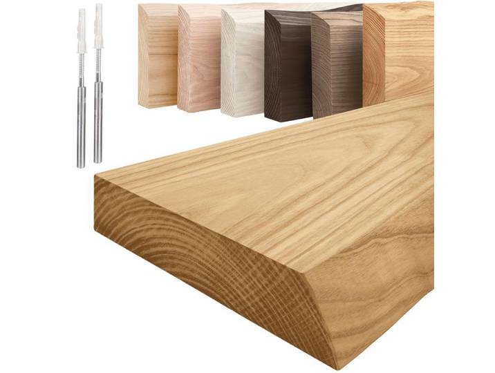 LAMO Manufaktur Étagère flottante murale bois avec fixation invisible Étagère 120 cm Couleur: rustique Bord: naturel