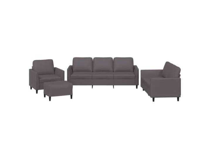vidaXL 4-TLG. Sofagarnitur mit Kissen Grau Kunstleder