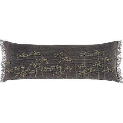Dekokissen PAD "PALM", grau (dunkelgrau, gemustert), B:30cm L:75cm, Baumwolle, Dekokissen_Sitzkissen_Kissenhüllen, Fein ausgearbeitetes Palmendesign mit edler Farbharmonie