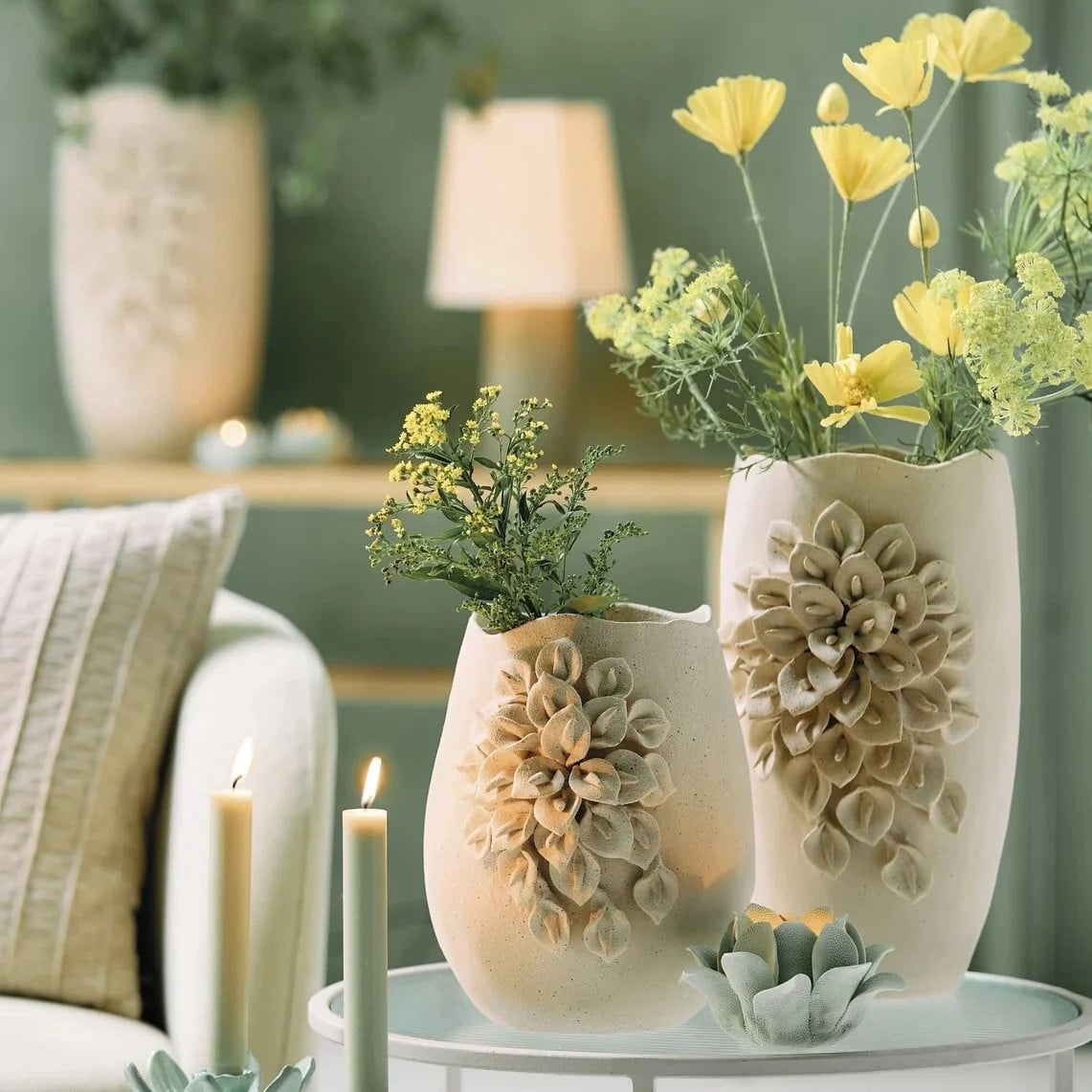 Light & Living Vaas Amiata Keramiek Beige Ovaal B: 23 cm, D: 19 cm, H: 35 cm