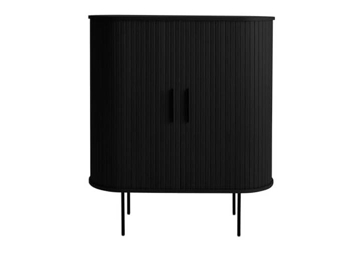 Barschrank >NOLA< mit Weinglashalter, Schiebetüren und Glasboden – aus Eiche furniert schwarz, MDF & Stahl, 130x75x40 cm, naturfarben, modernes Design, zerlegt mit Anleitung, hochwertige Verarbeitung