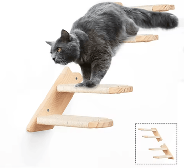 Inspire Picks Wall Mounted Cat Climbing Shelves Set Cat Hammock, Steps & Jumping Platform segmented Ladder
