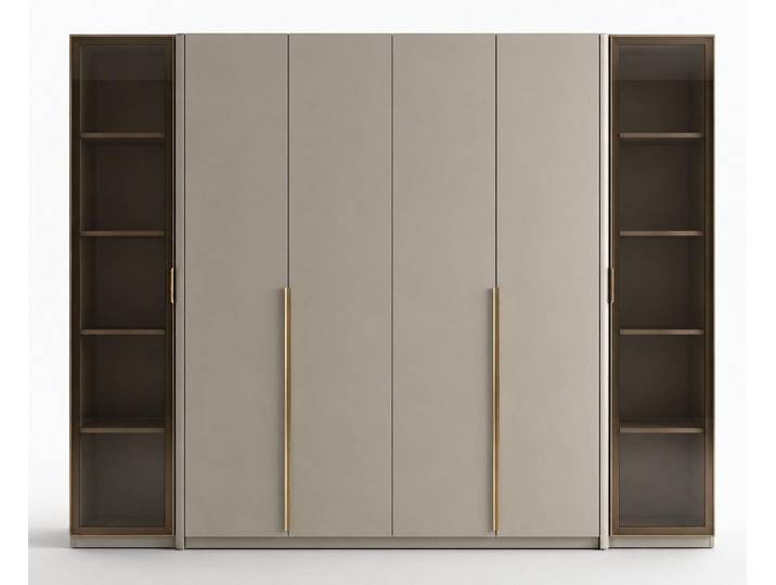 Xlmoebel Kleiderschrank Beiger Moderner Kleiderschrank mit Symmetrischem Design (1-St) Made in Europa