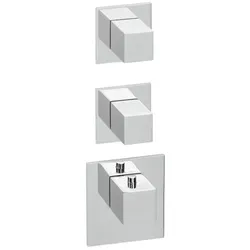 Herzbach Logic XL Fertigmontageset 11.522010.2.01 Universal-Thermostat-Modul, 3 eckige Armaturenblenden, chrom