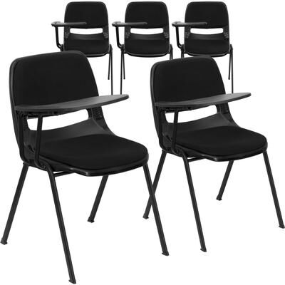 Flash Furniture 5 Pack Padded Ergonomic Shell Chair with Right Handed Flip-Up Tablet Arm