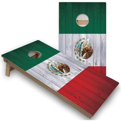 Skip's Garage Mexico Flag Cornhole Board Set