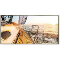 La Casa »Sailboat at sunset« Glasbild 120x60 cm gerahmt