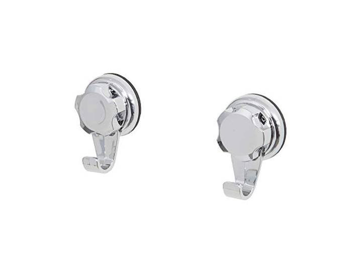 Compactor RAN4714 Bestlock Wandhaken klein im 2er Set, Saugnapfbefestigung, Belastbarkeit bis 4 kg, Chrom, 5,4 x 4 x 8 cm
