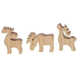 Holz-Rentiere, natur, 3 Stück