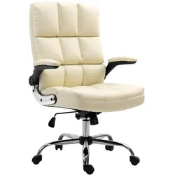 Décoshop26 - Höhenverstellbarer Drehstuhl aus cremefarbenem Synthetikmaterial ergonomische Form 04_0001870
